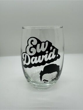 Ew, David Stemless Glass - Clear with Black Graphic